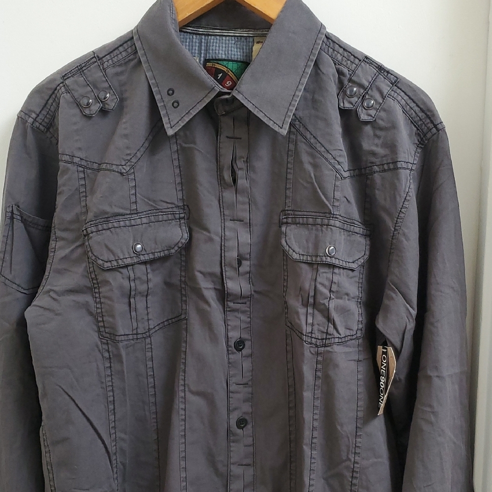 New With Tags 191 Unlimited Men's Gray Button-Up Jacket Size L - Picture 2 of 12